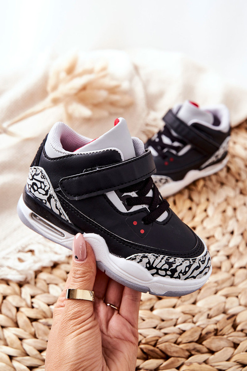 Dziecięce Sportowe Buty Czarno-Czerwone Linen