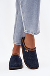 Women's slippers with embroidery Inblu NL000009 navy blue