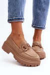 Chunky Women's Loafers With Chain Beige Dataia