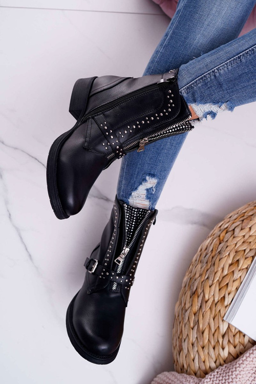 Women's Boots Decorative Zipper Black Hard Way