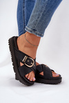 Platform Sandals With Buckle Black Honavia
