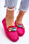 Women's Suede Loafers With Crystals Fuchsia Lucille