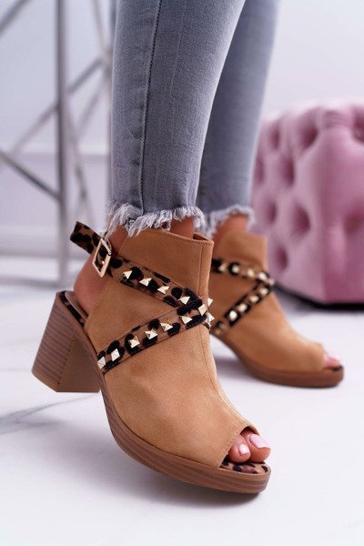 Lu Boo Women's Stiletto Sandals With Camel Uppers 318-30 Fiode