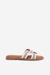 Women's flat heeled sandals white Vereya