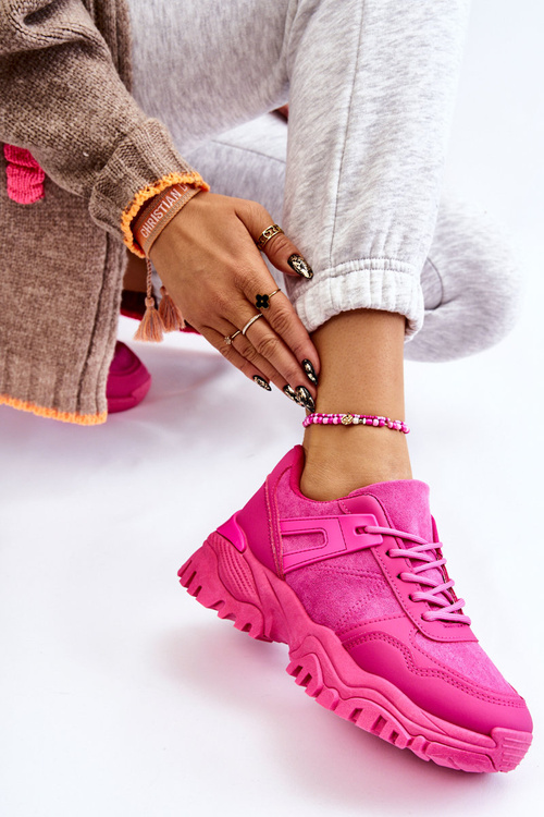 Buty Sportowe Sneakersy Modne Fuksja Frezio
