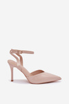 Lacquered High Heels with Open Heel Beige Laretta