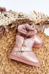 Children's Eco Leather Snow Boots with Pink Strap Orinor