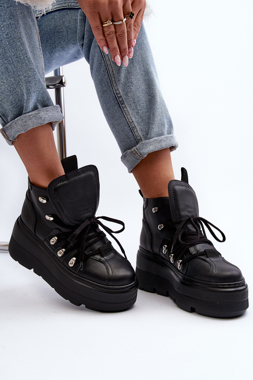 Zazoo 3416 Leather Women's Sports Shoes Black