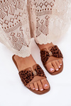 Ladies flat sandals with bow Camel Avenza