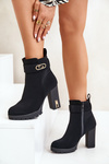 Insulated Women's Ankle Boots Heeled Zip Black Narielis