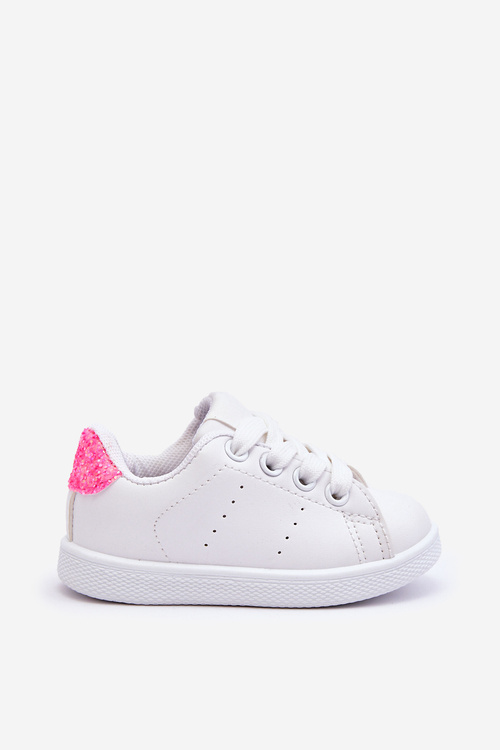 Children's Sport Shoes White and Neon Pink Glossy
