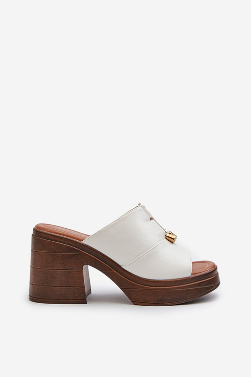 Women's Eco Leather Platform and Block Heel White Sandals Dafira