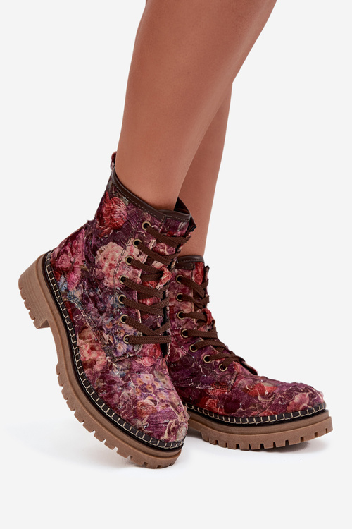 Patterned Women's Boots Lined Artiker 57C1055 Bordeaux