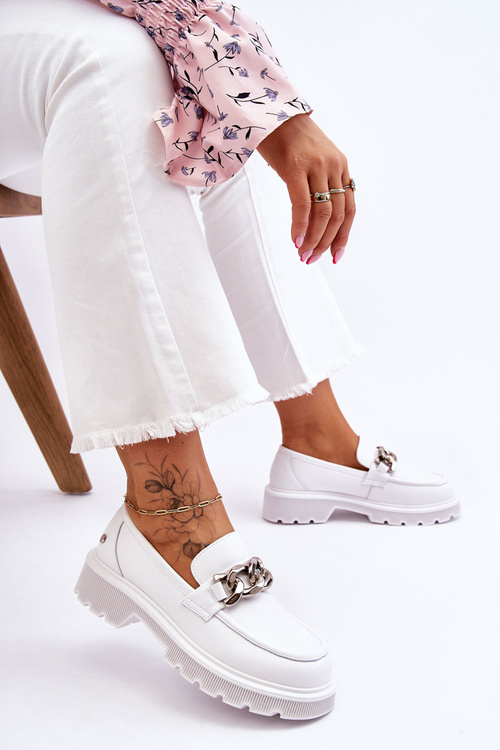 Leather Loafers With Chain GOE LL2N4038 White