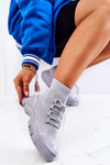 Buty Sportowe Wiązane Skarpetka Szare Kimberly