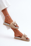 Women's Platform Sandals with Bow Beige Aflia
