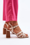 Women's Beige Sandals on a Heel Opifiana
