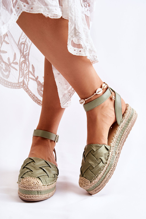 Espadryle Sandały Damskie Platforma Zielone Susane