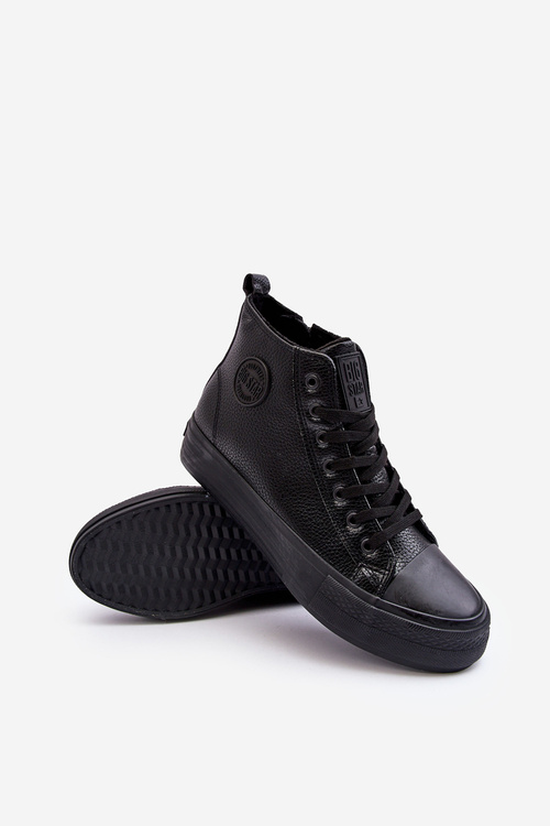 Men's High Top Zip Up Fleece Lined Sneakers Black Big Star MM174065