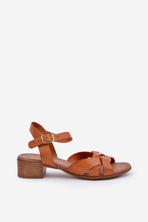 Leather Sandals On A Delicate Heel Brown Zazoo 40372