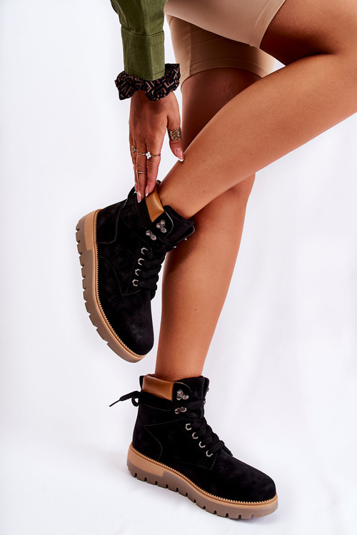 Leather Booties On The Platform Black Ressa