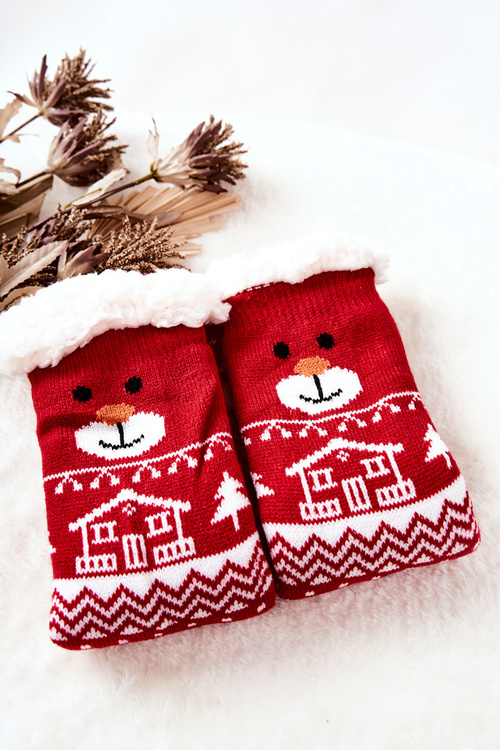 Long Socks Christmas Pattern Reindeer Red