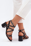 Leather Women's Sandals With Straps On A Heel Maciejka 06969-01 Black
