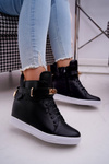 Women's Sneakers On Anchor Gold Padlock Black Tersey