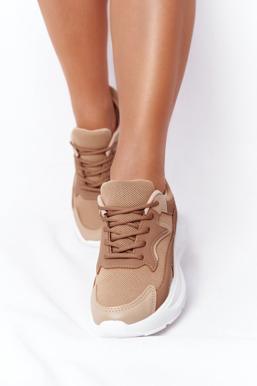 Women's Sneakers On A Chunky Sole Light Brown Delusion
