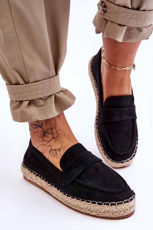 Women's Suede Espadrilles Black Keyla
