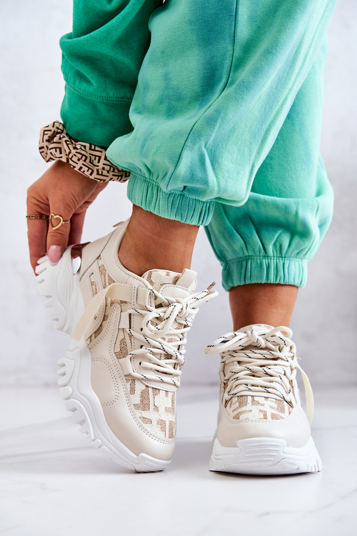 Sneakersy Buty Sportowe Masywna Podeszwa Beżowe Your Style