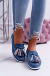 Women's Leather Suede Fringed Moccasins Batist Blue