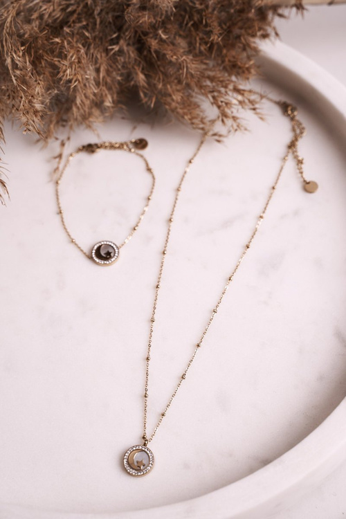 Necklace with Moon and Star Gold Universe