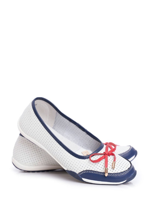 Erdola Openwork Leather Ballerinas White and Red