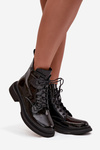 Leather Patent Ankle Boots Lined Black Gisella
