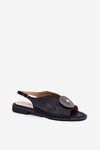 Shiny Women's Sandals With Decorative Detail S.Barski KV51-012 Black