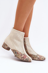Ankle Boots with Braided Detail on Heel Maciejka 04937-22 Beige