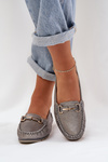 Glitter Flat Moccasins Made Of Natural Leather D&A LR51-546 Silver
