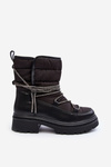 Women's Snow Boots with Decorative Lacing Black Rilana