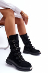 Leather High Boots with Straps Black Elnatea 