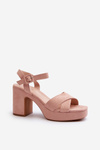 Women's sandals in faux suede on a block heel and platform pink Sakane