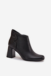 Leather Insulated Ankle Boots on Heel Black Ivessara