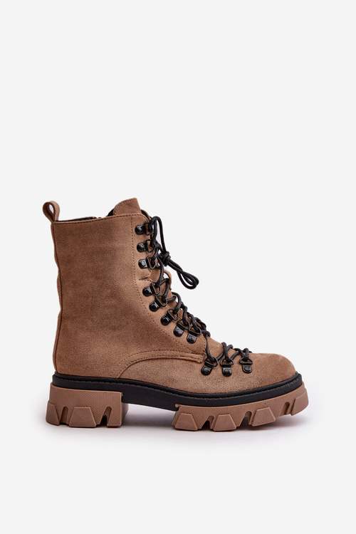 Warm Suede Boots Workers Tied Brown Pierro