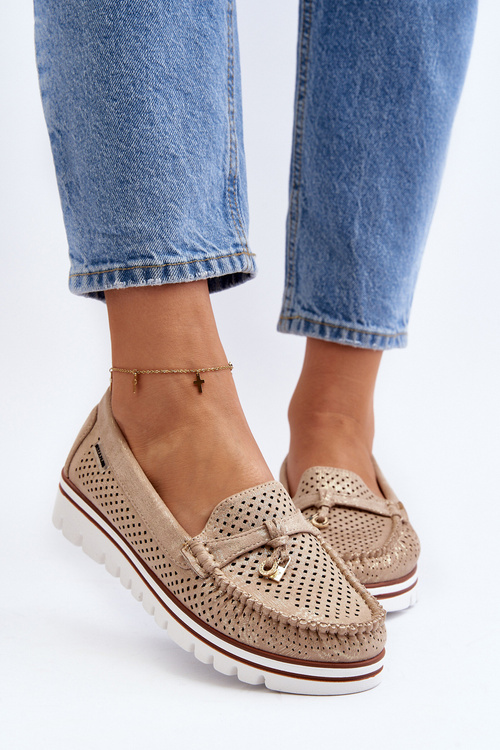 Women's Openwork Moccasins with Gold Details Twista