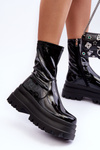  Glossy Boots on Massive Platform Black Mibrac