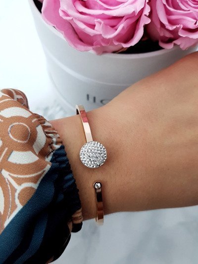 Women's Steel Bracelet Rose Gold Roxa Crystals