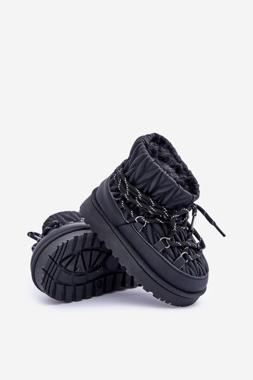 Children's Insulated Snow Boots With Thick Fur Black Nastira