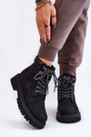 Women's Insulated Trapper Boots Lace Up Black Halfway