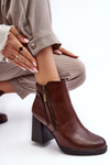 Women's Heeled Boots with Zippers Brown Ryelle