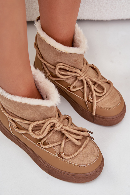 Women's Platform Snow Boots Lined With Fur Camel Aziara